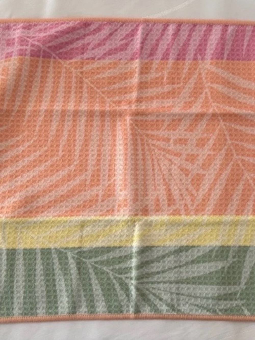 Norwex Striped Tropical Leaf Throw in Pink, Peach, Yellow, and Green